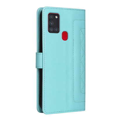 Samsung Galaxy A21s Diamond Lattice Leather Flip Phone Case - Durable and Convenient Holder with Precision Cutouts