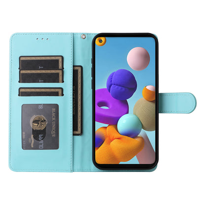 Samsung Galaxy A21s Diamond Lattice Leather Flip Phone Case - Durable and Convenient Holder with Precision Cutouts