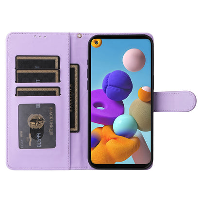 Samsung Galaxy A21s Diamond Lattice Leather Flip Phone Case - Durable and Convenient Holder with Precision Cutouts