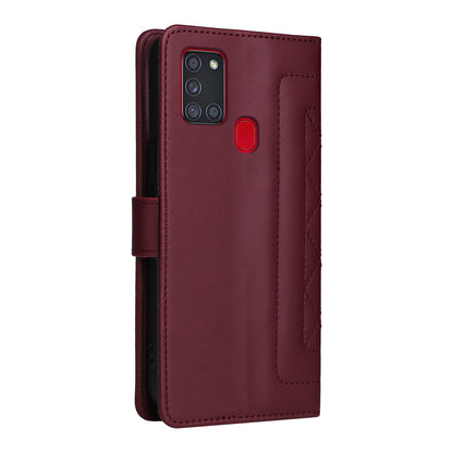 Samsung Galaxy A21s Diamond Lattice Leather Flip Phone Case - Durable and Convenient Holder with Precision Cutouts
