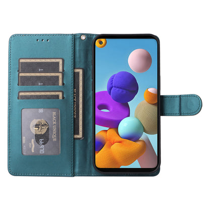 Samsung Galaxy A21s Diamond Lattice Leather Flip Phone Case - Durable and Convenient Holder with Precision Cutouts