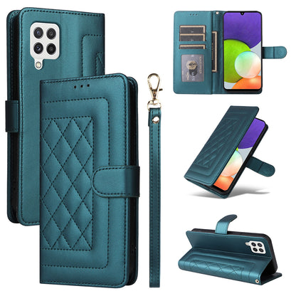 Samsung Galaxy A22 4G Diamond Lattice Leather Flip Phone Case - Durable and Convenient Holder with Precision Cutouts