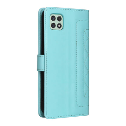 Samsung Galaxy A22 5G Diamond Lattice Leather Flip Phone Case - Durable and Convenient Holder with Precision Cutouts