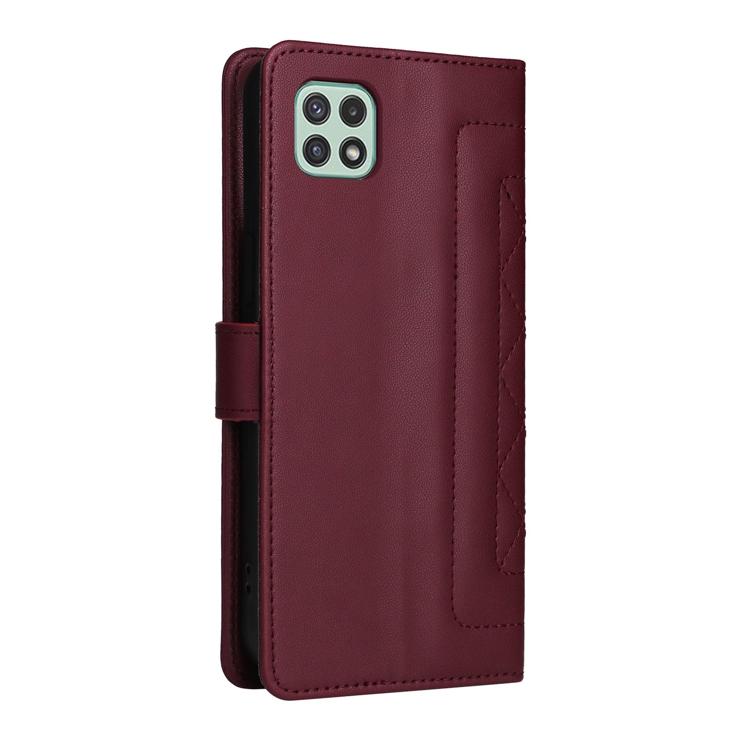 Samsung Galaxy A22 5G Diamond Lattice Leather Flip Phone Case - Durable and Convenient Holder with Precision Cutouts