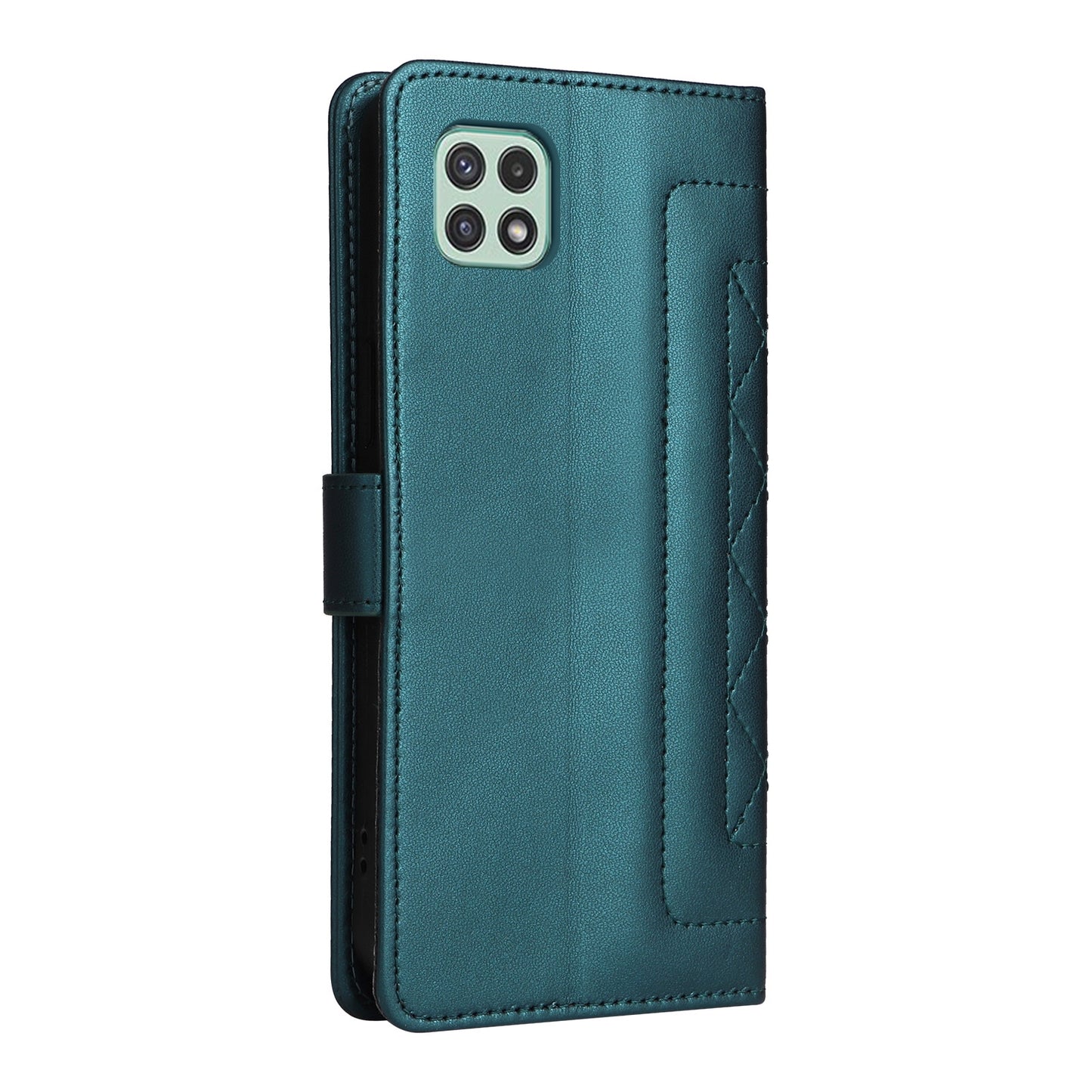 Samsung Galaxy A22 5G Diamond Lattice Leather Flip Phone Case - Durable and Convenient Holder with Precision Cutouts