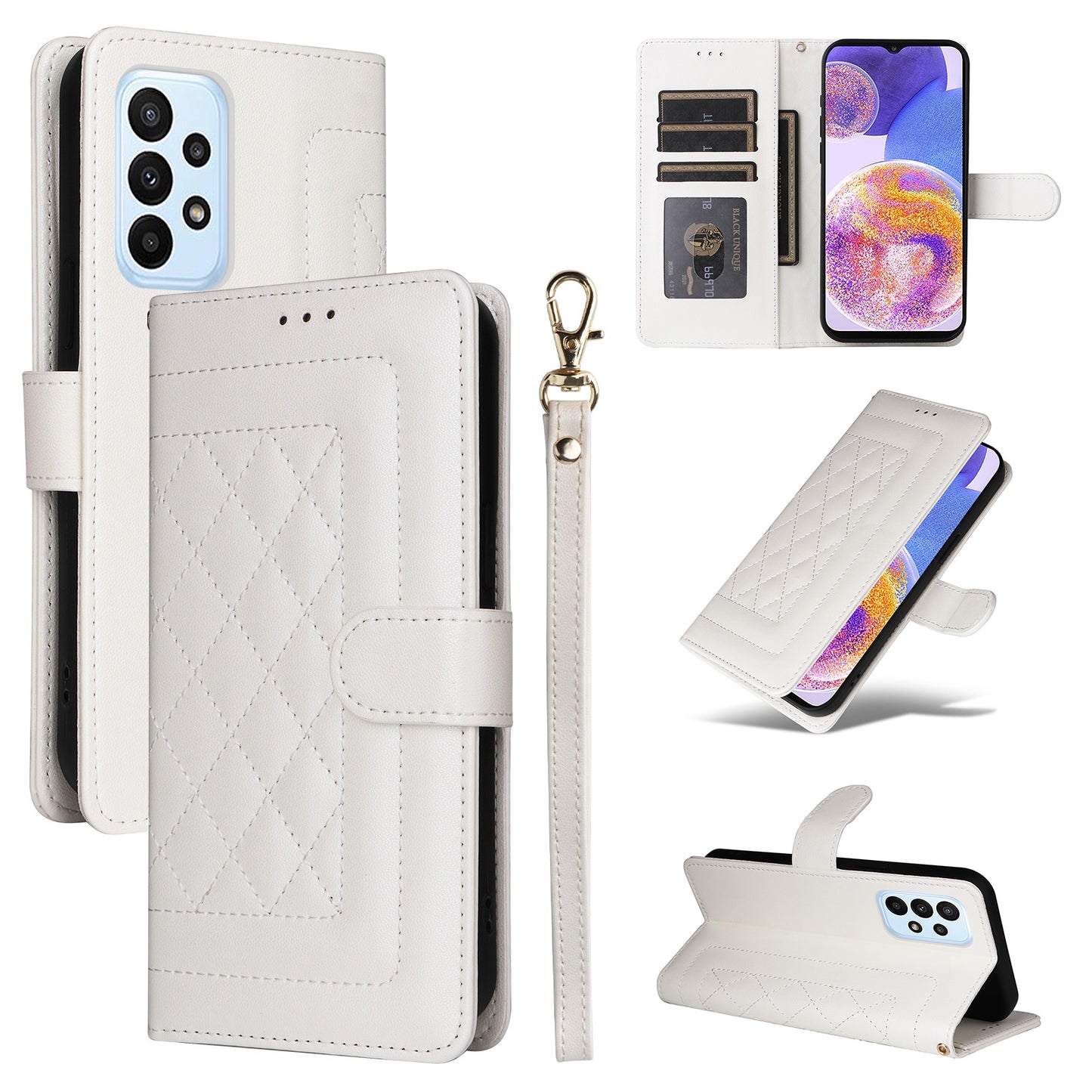 Samsung Galaxy A23 5G / 4G Diamond Lattice Leather Flip Phone Case - Durable and Convenient Holder with Precision Cutouts