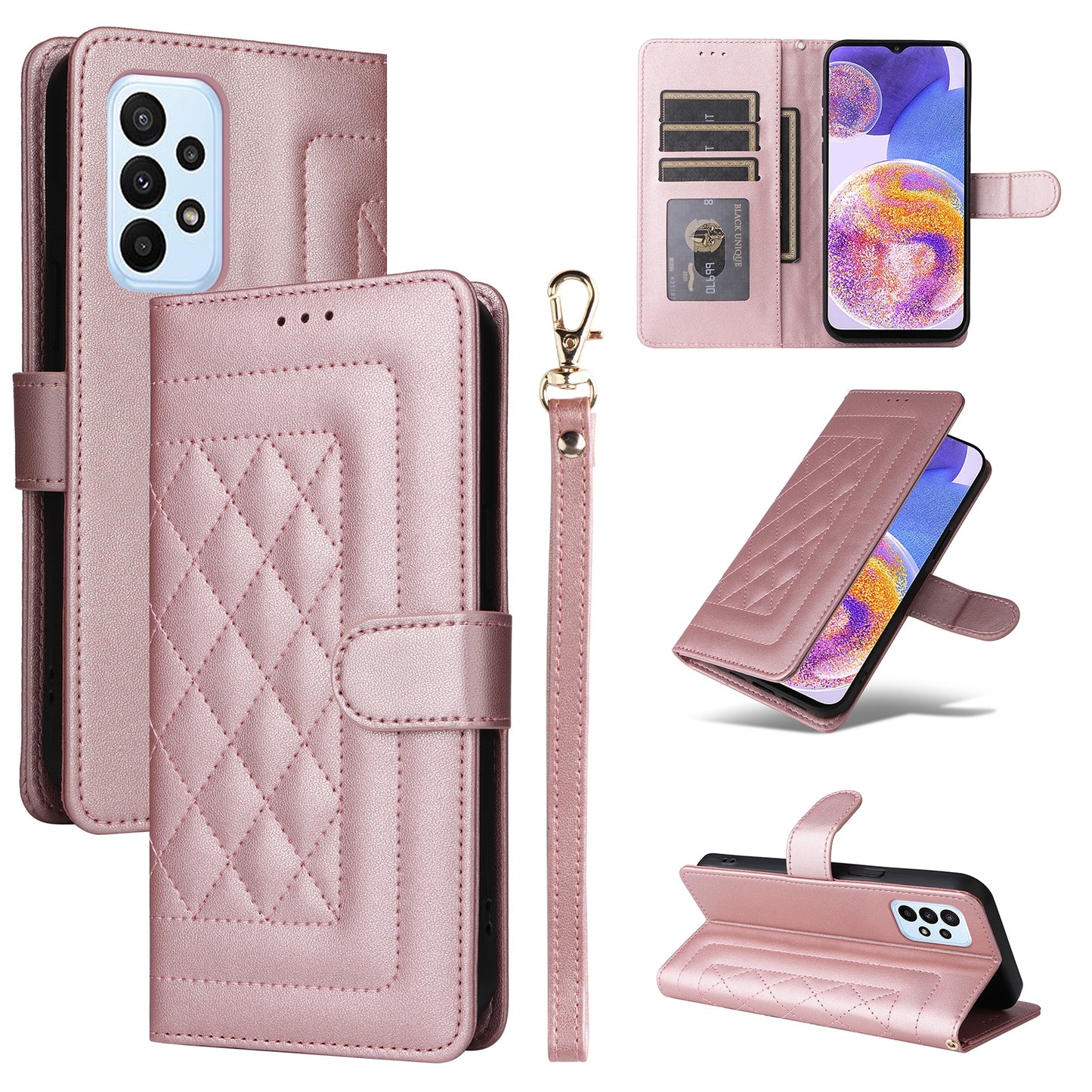 Samsung Galaxy A23 5G / 4G Diamond Lattice Leather Flip Phone Case - Durable and Convenient Holder with Precision Cutouts