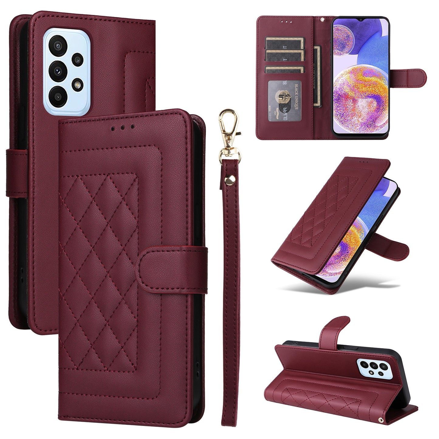 Samsung Galaxy A23 5G / 4G Diamond Lattice Leather Flip Phone Case - Durable and Convenient Holder with Precision Cutouts