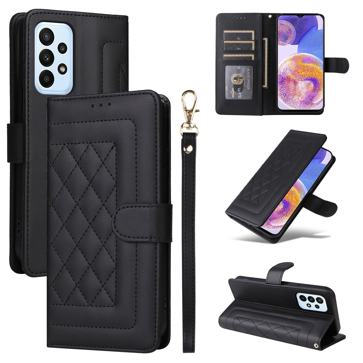Samsung Galaxy A23 5G / 4G Diamond Lattice Leather Flip Phone Case - Durable and Convenient Holder with Precision Cutouts