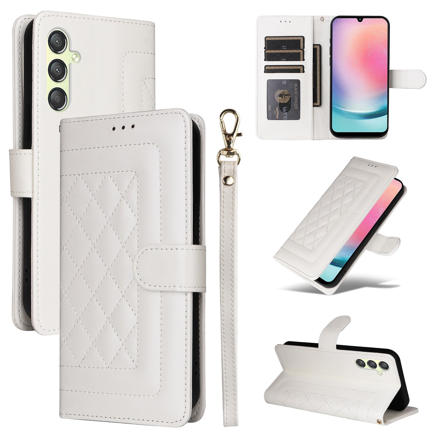 Samsung Galaxy A24 4G Diamond Lattice Leather Flip Phone Case - Durable and Convenient Holder with Precision Cutouts