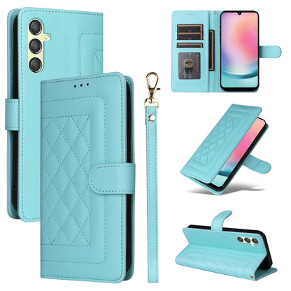 Samsung Galaxy A24 4G Diamond Lattice Leather Flip Phone Case - Durable and Convenient Holder with Precision Cutouts
