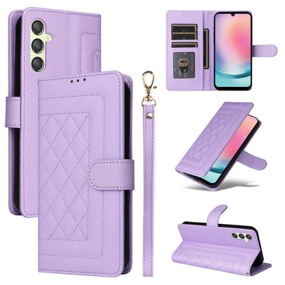 Samsung Galaxy A24 4G Diamond Lattice Leather Flip Phone Case - Durable and Convenient Holder with Precision Cutouts