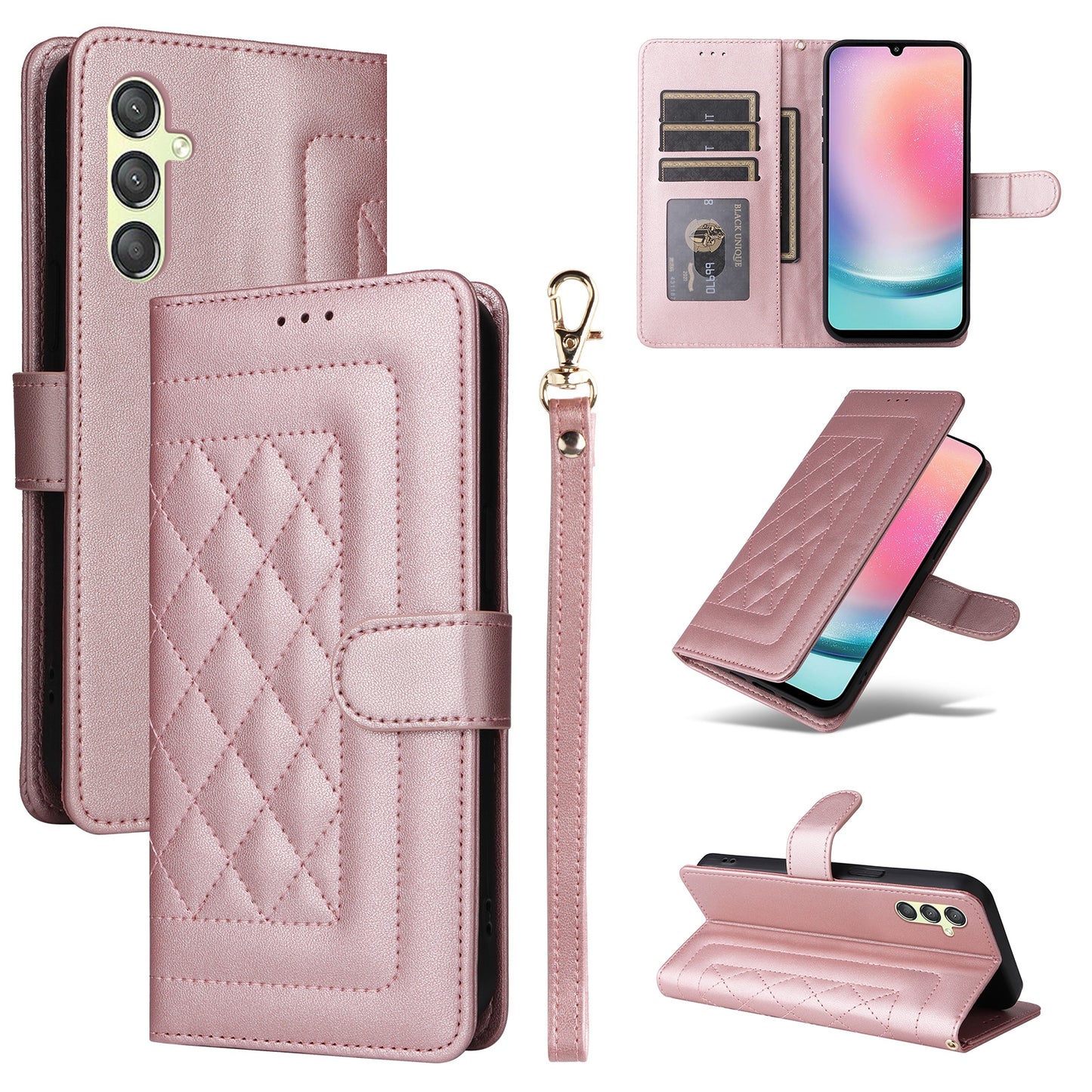 Samsung Galaxy A24 4G Diamond Lattice Leather Flip Phone Case - Durable and Convenient Holder with Precision Cutouts