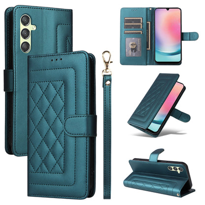 Samsung Galaxy A24 4G Diamond Lattice Leather Flip Phone Case - Durable and Convenient Holder with Precision Cutouts