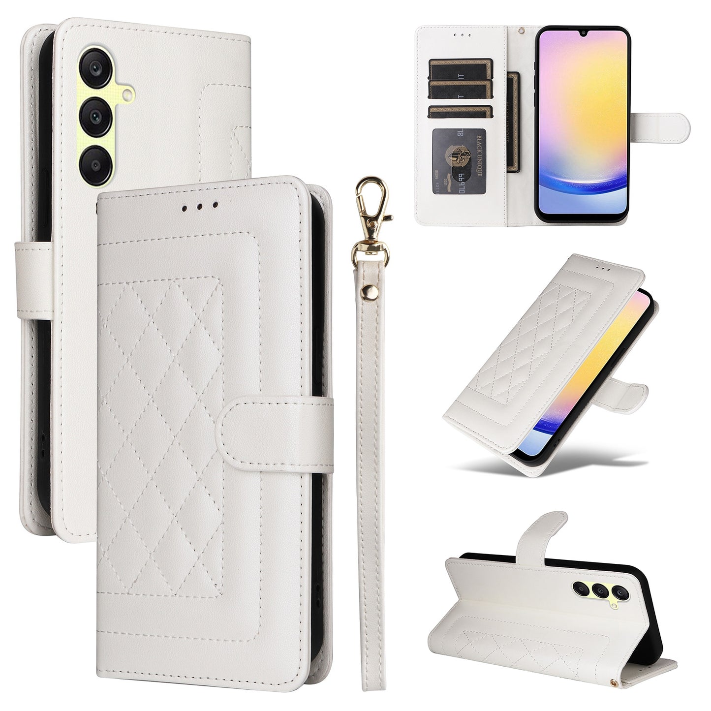 Samsung Galaxy A25 5G Diamond Lattice Leather Flip Phone Case - Durable and Convenient Holder with Precision Cutouts