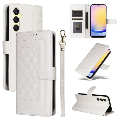 Samsung Galaxy A25 5G Diamond Lattice Leather Flip Phone Case - Durable and Convenient Holder with Precision Cutouts