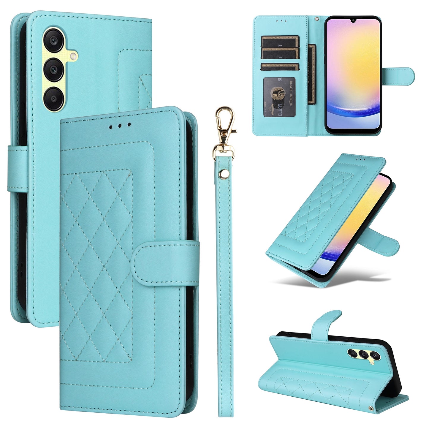 Samsung Galaxy A25 5G Diamond Lattice Leather Flip Phone Case - Durable and Convenient Holder with Precision Cutouts