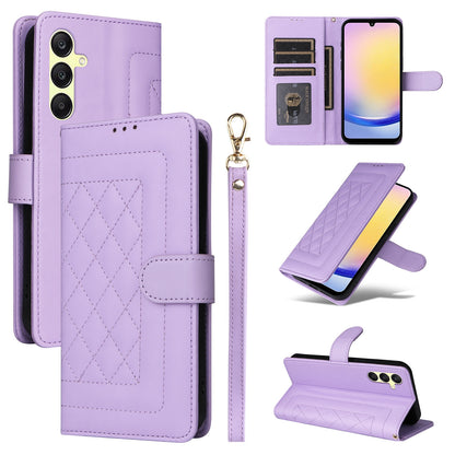 Samsung Galaxy A25 5G Diamond Lattice Leather Flip Phone Case - Durable and Convenient Holder with Precision Cutouts