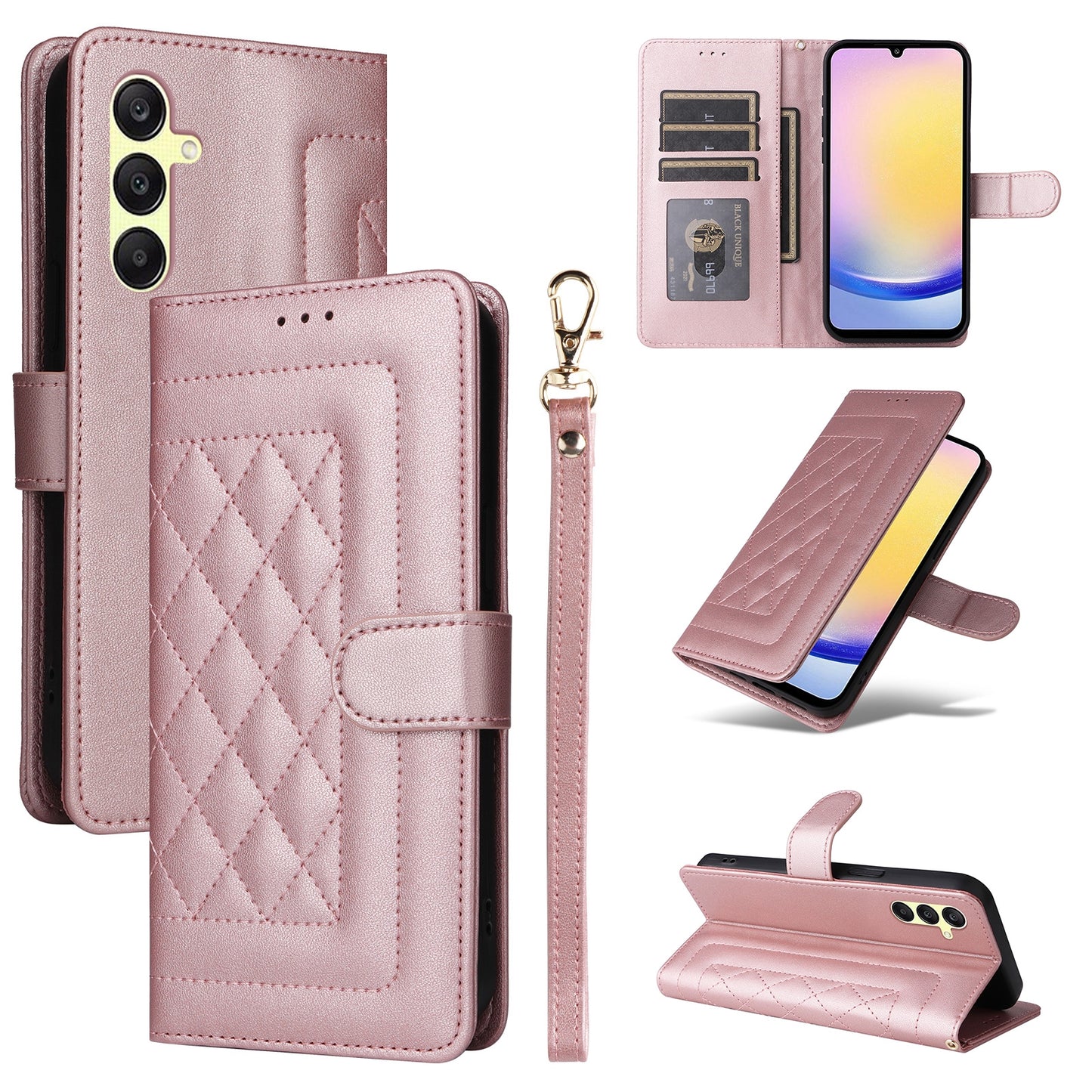 Samsung Galaxy A25 5G Diamond Lattice Leather Flip Phone Case - Durable and Convenient Holder with Precision Cutouts