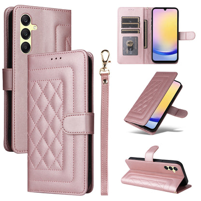 Samsung Galaxy A25 5G Diamond Lattice Leather Flip Phone Case - Durable and Convenient Holder with Precision Cutouts