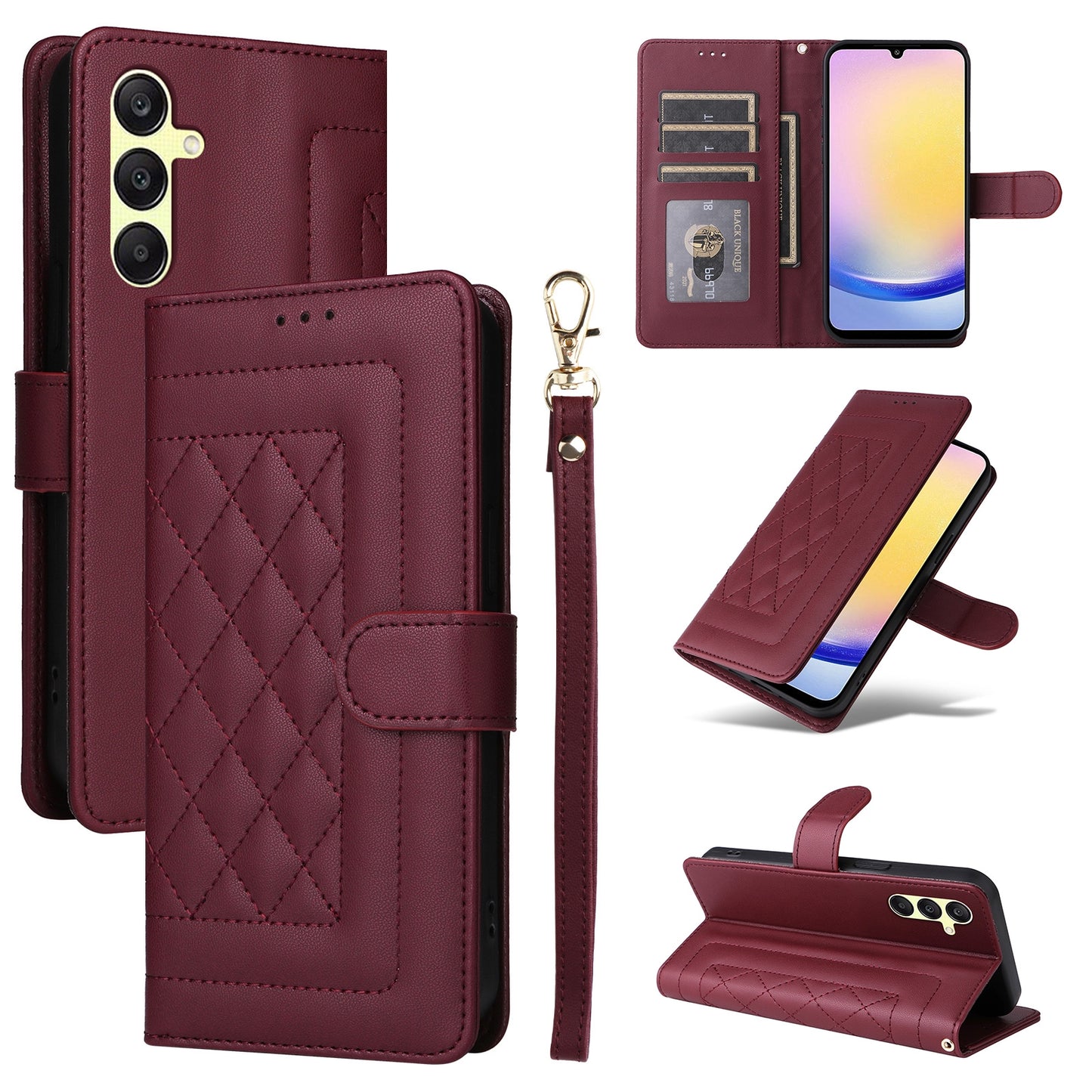 Samsung Galaxy A25 5G Diamond Lattice Leather Flip Phone Case - Durable and Convenient Holder with Precision Cutouts