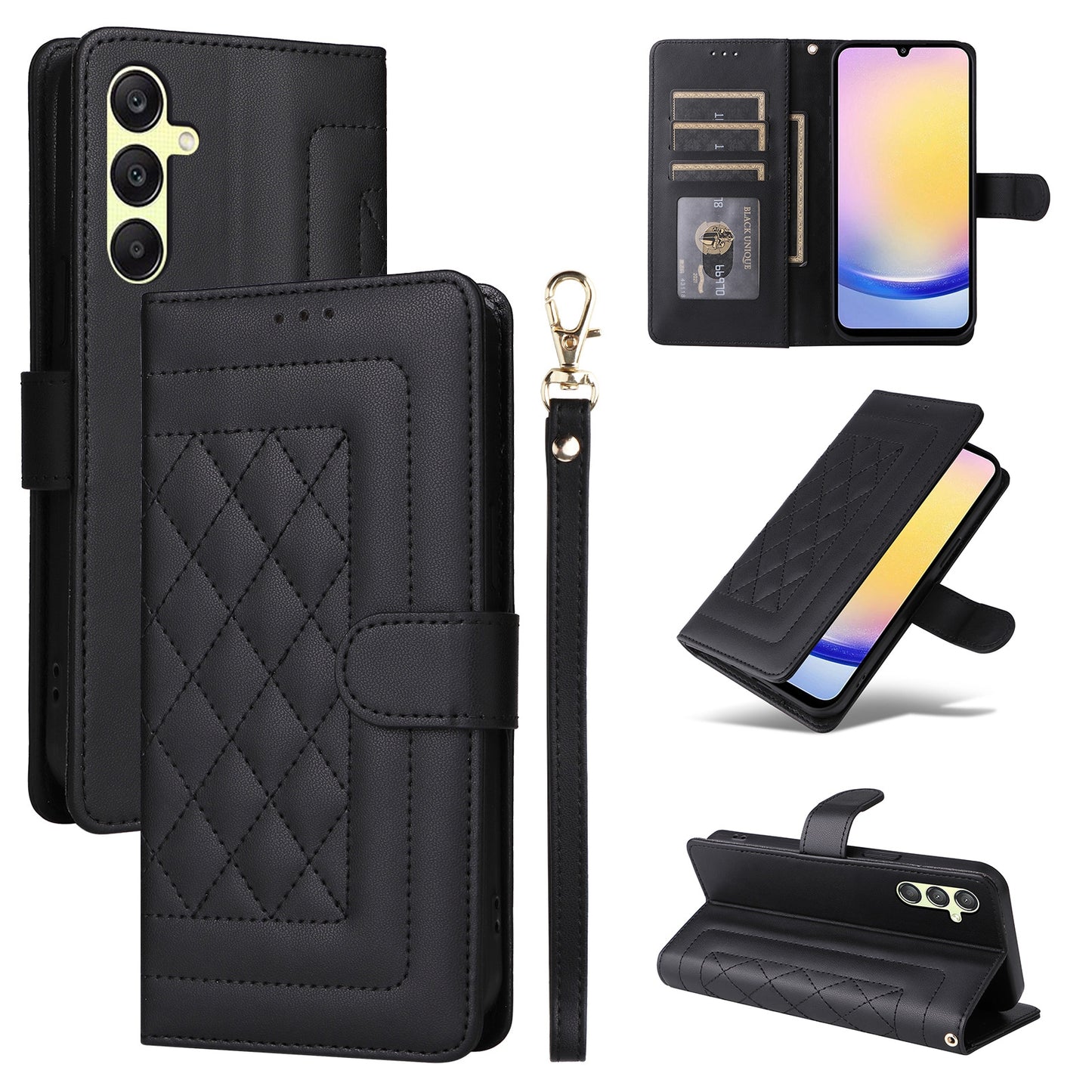 Samsung Galaxy A25 5G Diamond Lattice Leather Flip Phone Case - Durable and Convenient Holder with Precision Cutouts