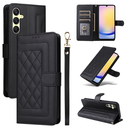 Samsung Galaxy A25 5G Diamond Lattice Leather Flip Phone Case - Durable and Convenient Holder with Precision Cutouts
