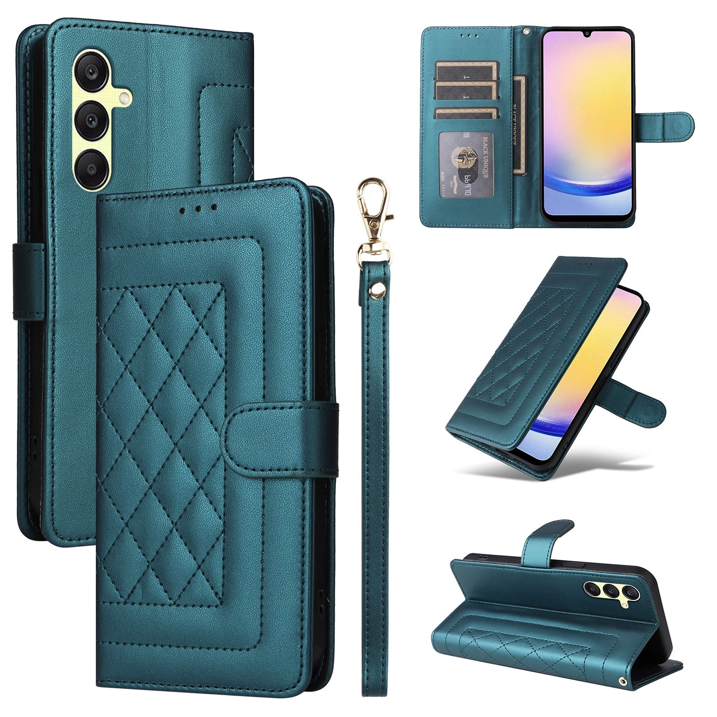 Samsung Galaxy A25 5G Diamond Lattice Leather Flip Phone Case - Durable and Convenient Holder with Precision Cutouts