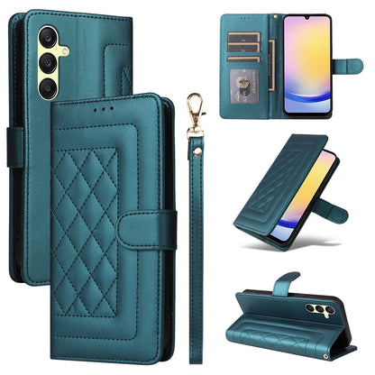 Samsung Galaxy A25 5G Diamond Lattice Leather Flip Phone Case - Durable and Convenient Holder with Precision Cutouts
