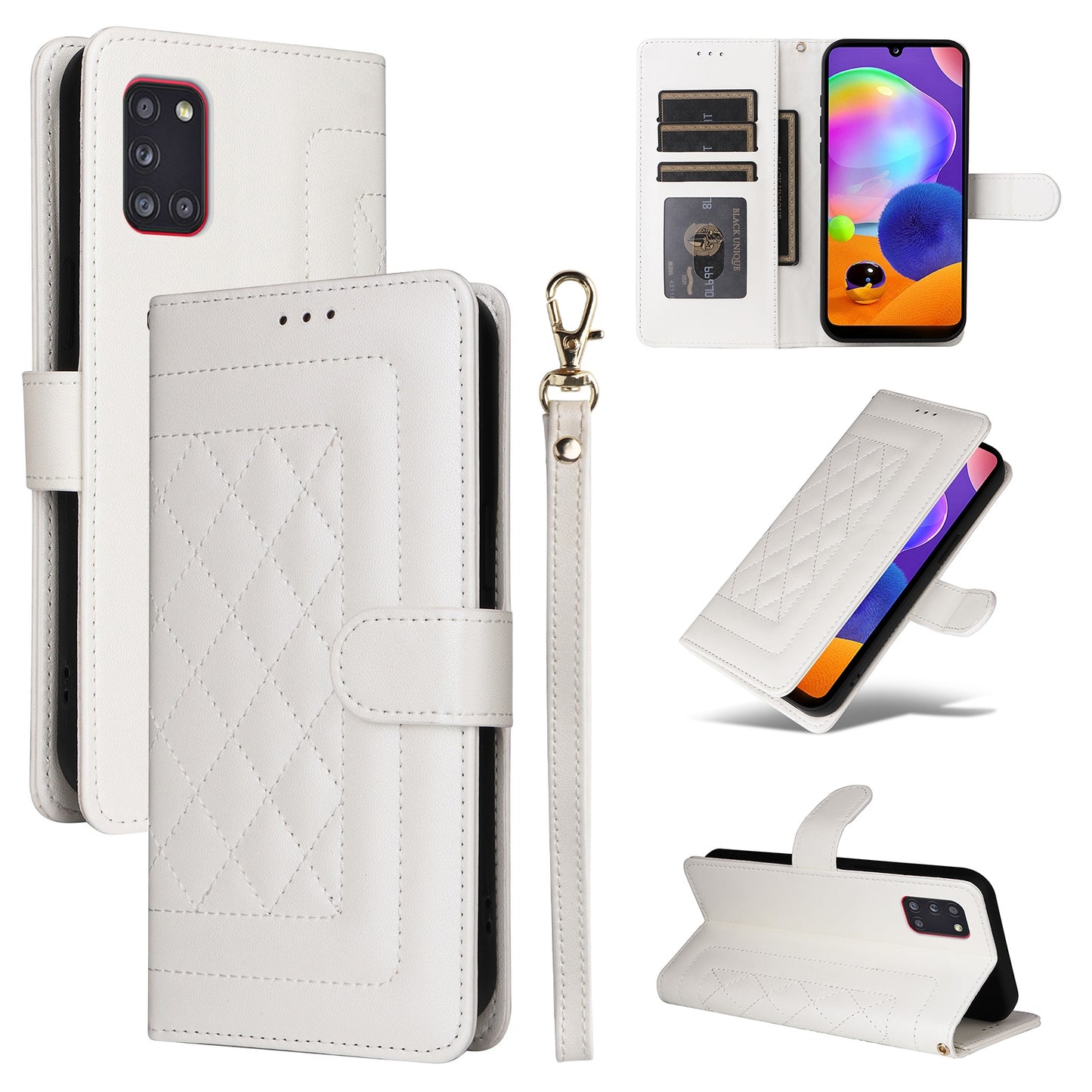 Samsung Galaxy A31 EU Version Diamond Lattice Leather Flip Phone Case - Durable and Convenient Holder with Precision Cutouts