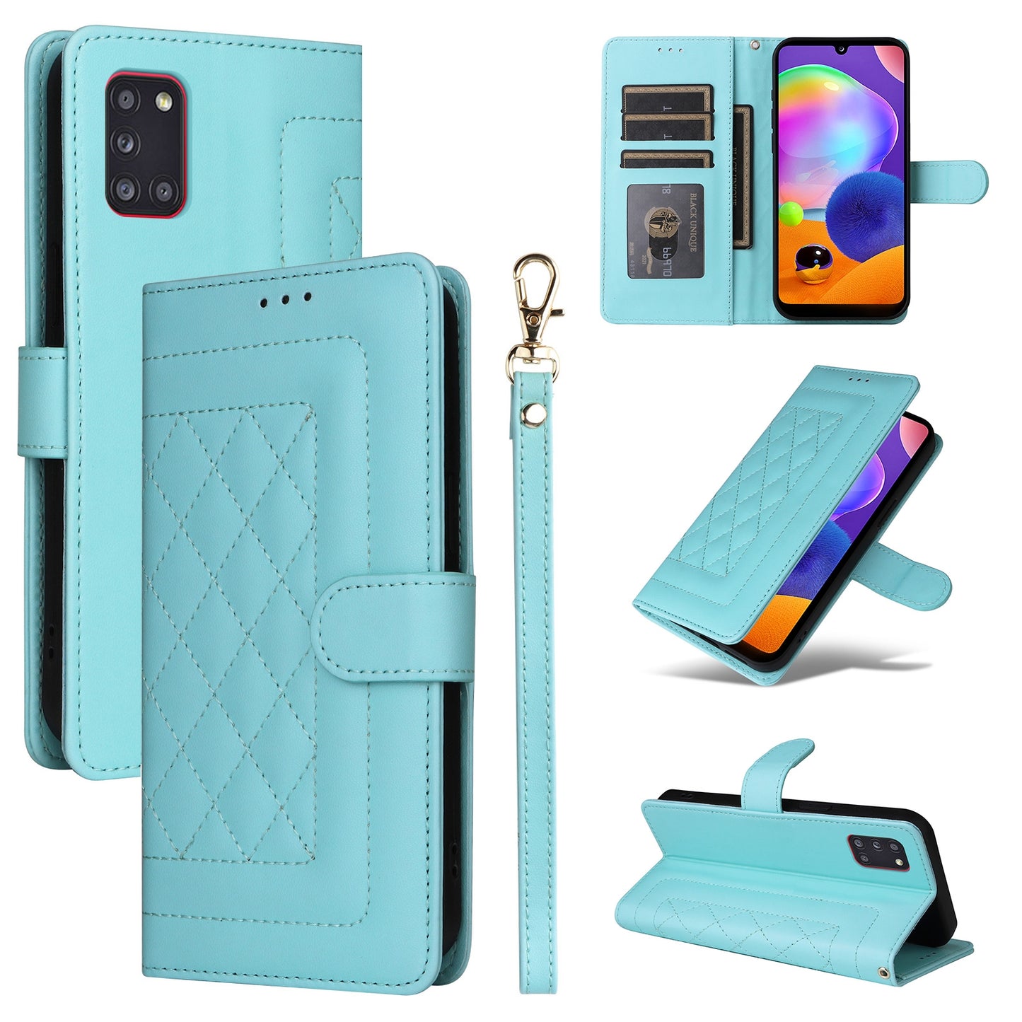 Samsung Galaxy A31 EU Version Diamond Lattice Leather Flip Phone Case - Durable and Convenient Holder with Precision Cutouts