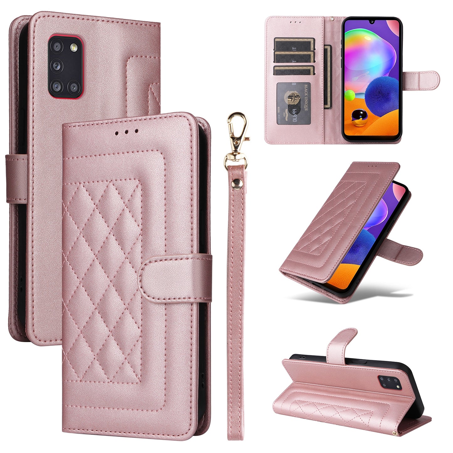 Samsung Galaxy A31 EU Version Diamond Lattice Leather Flip Phone Case - Durable and Convenient Holder with Precision Cutouts
