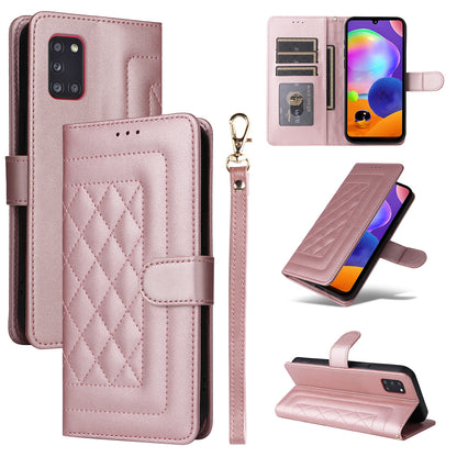 Samsung Galaxy A31 EU Version Diamond Lattice Leather Flip Phone Case - Durable and Convenient Holder with Precision Cutouts