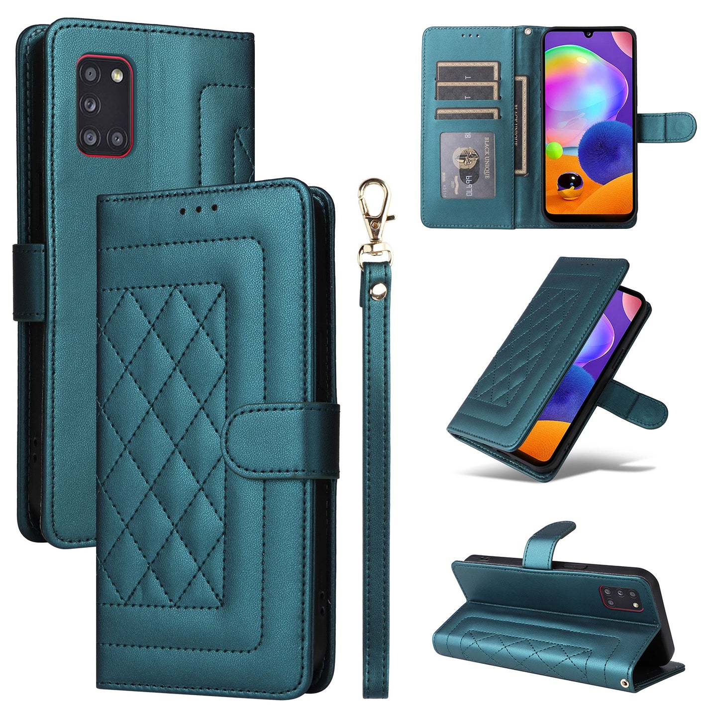 Samsung Galaxy A31 EU Version Diamond Lattice Leather Flip Phone Case - Durable and Convenient Holder with Precision Cutouts