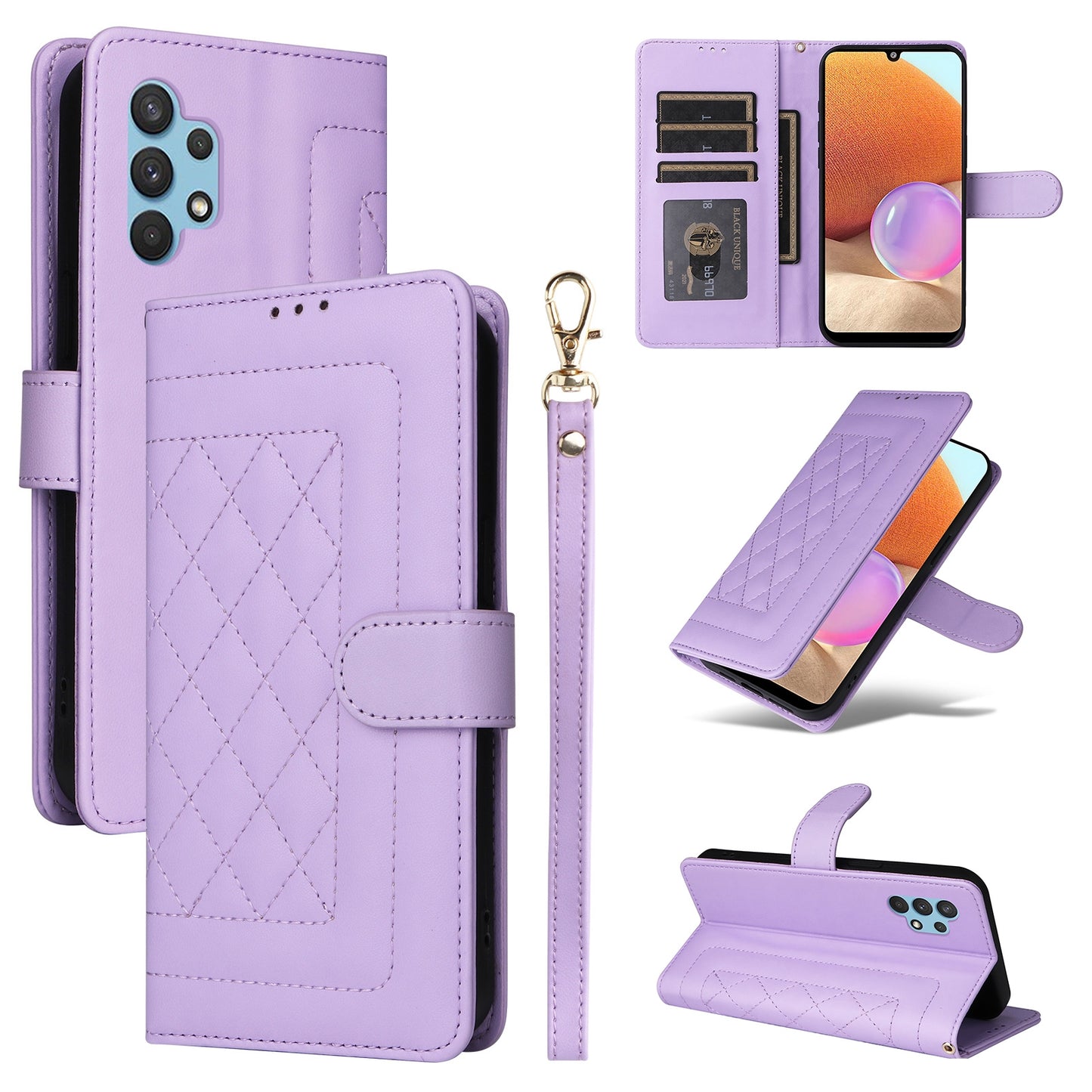 Samsung Galaxy A32 4G Diamond Lattice Leather Flip Phone Case - Durable and Convenient Holder with Precision Cutouts