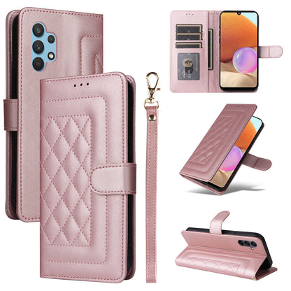 Samsung Galaxy A32 4G Diamond Lattice Leather Flip Phone Case - Durable and Convenient Holder with Precision Cutouts