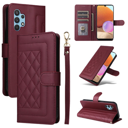 Samsung Galaxy A32 4G Diamond Lattice Leather Flip Phone Case - Durable and Convenient Holder with Precision Cutouts