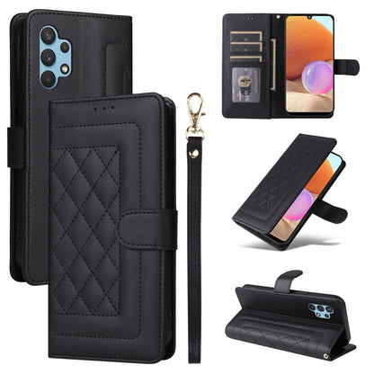 Samsung Galaxy A32 4G Diamond Lattice Leather Flip Phone Case - Durable and Convenient Holder with Precision Cutouts