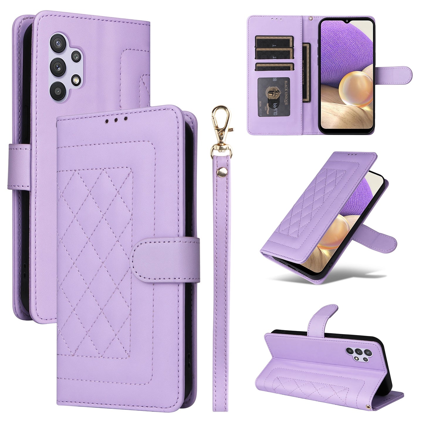 Samsung Galaxy A32 5G Diamond Lattice Leather Flip Phone Case - Durable and Convenient Holder with Precision Cutouts