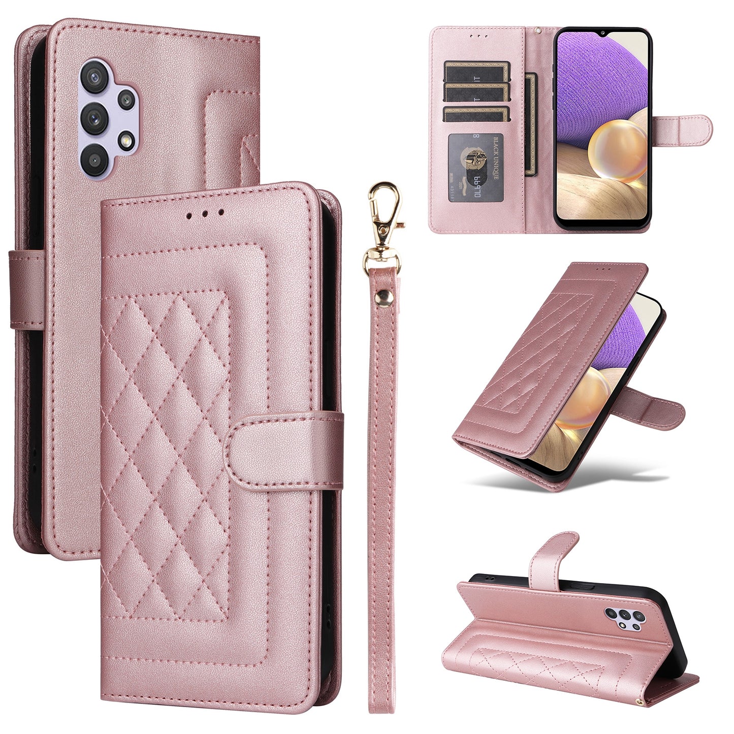 Samsung Galaxy A32 5G Diamond Lattice Leather Flip Phone Case - Durable and Convenient Holder with Precision Cutouts