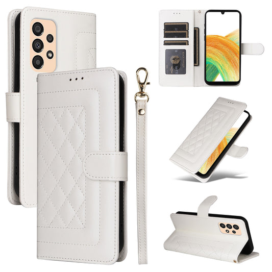 Samsung Galaxy A33 5G Diamond Lattice Leather Flip Phone Case - Durable and Convenient Holder with Precision Cutouts