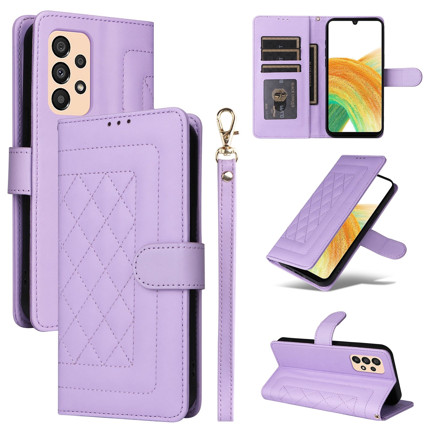 Samsung Galaxy A33 5G Diamond Lattice Leather Flip Phone Case - Durable and Convenient Holder with Precision Cutouts