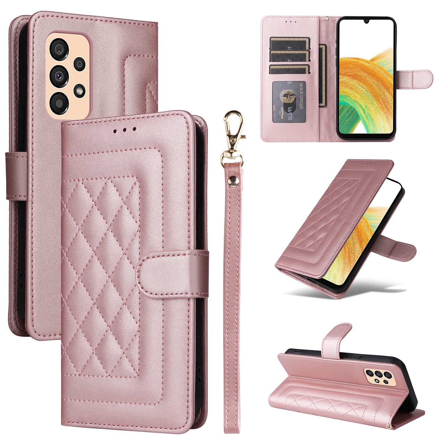 Samsung Galaxy A33 5G Diamond Lattice Leather Flip Phone Case - Durable and Convenient Holder with Precision Cutouts