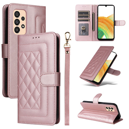 Samsung Galaxy A33 5G Diamond Lattice Leather Flip Phone Case - Durable and Convenient Holder with Precision Cutouts