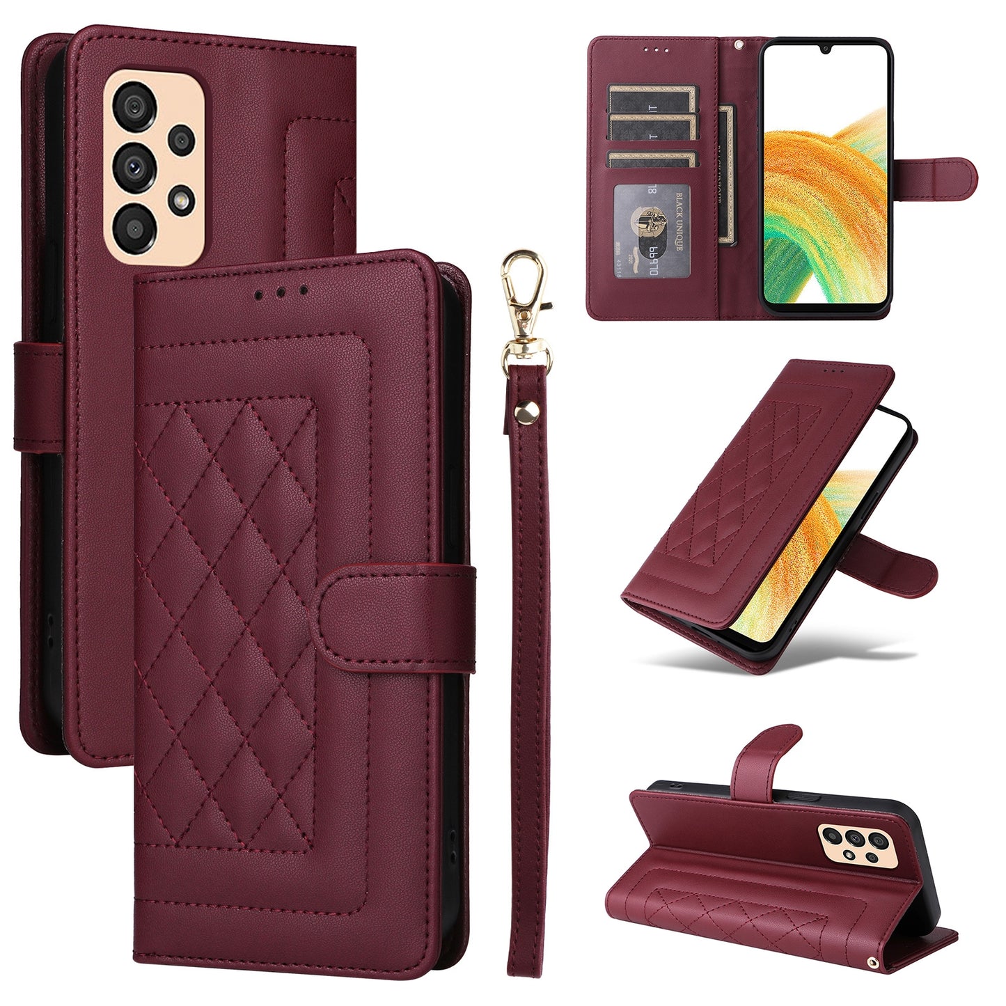 Samsung Galaxy A33 5G Diamond Lattice Leather Flip Phone Case - Durable and Convenient Holder with Precision Cutouts