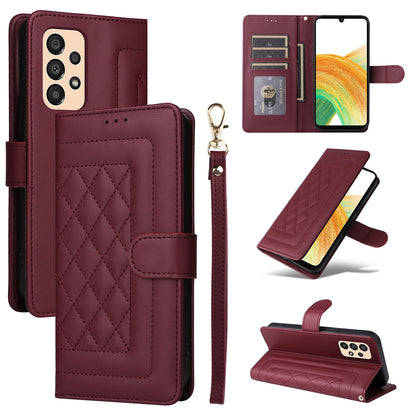 Samsung Galaxy A33 5G Diamond Lattice Leather Flip Phone Case - Durable and Convenient Holder with Precision Cutouts