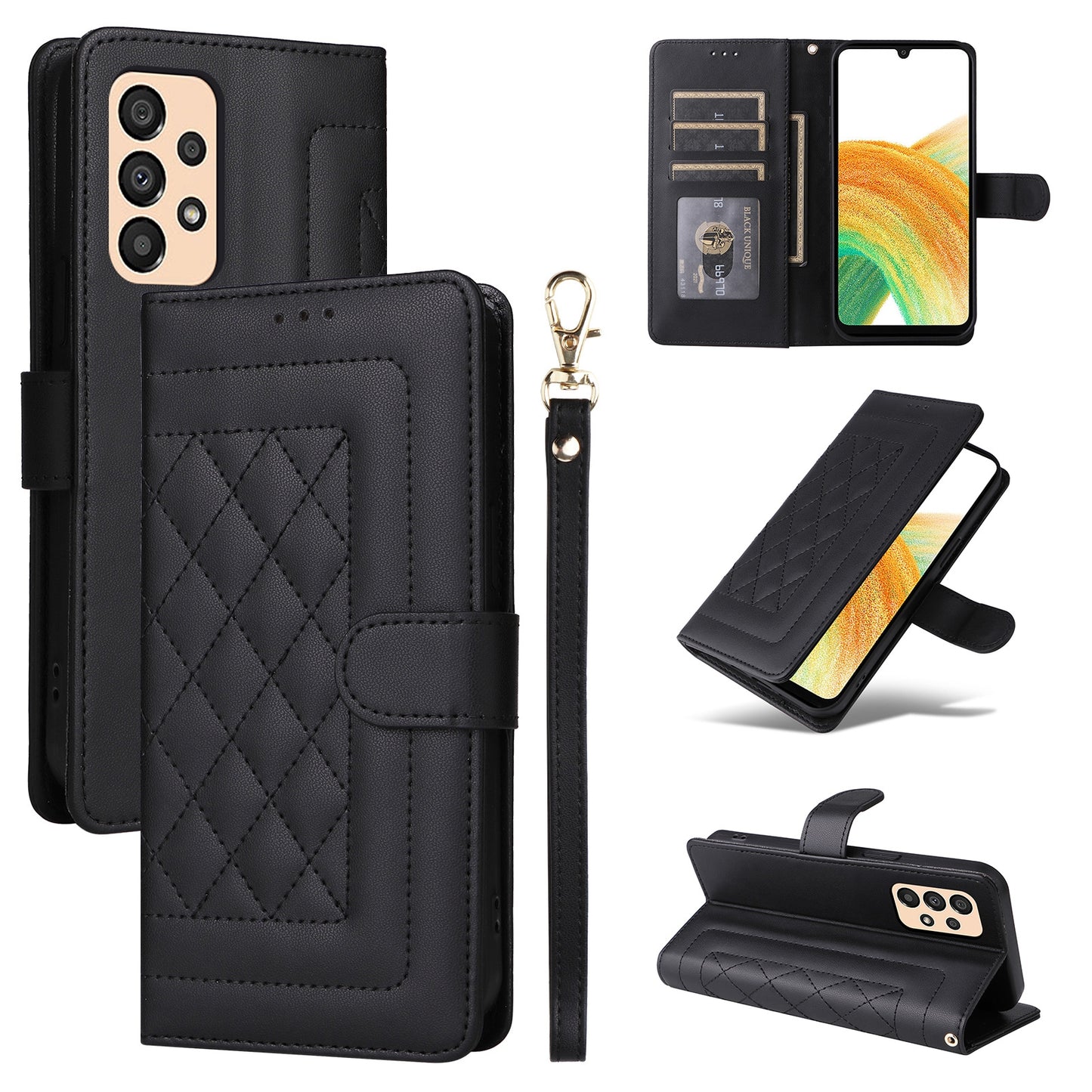 Samsung Galaxy A33 5G Diamond Lattice Leather Flip Phone Case - Durable and Convenient Holder with Precision Cutouts