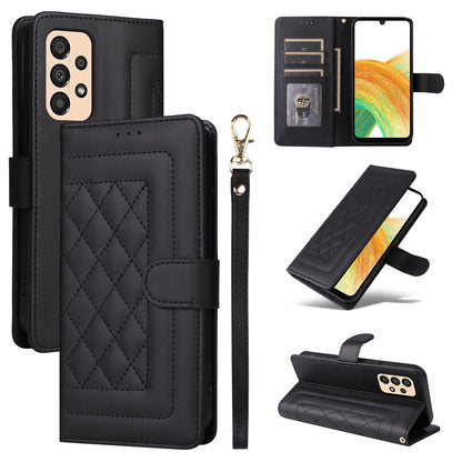 Samsung Galaxy A33 5G Diamond Lattice Leather Flip Phone Case - Durable and Convenient Holder with Precision Cutouts