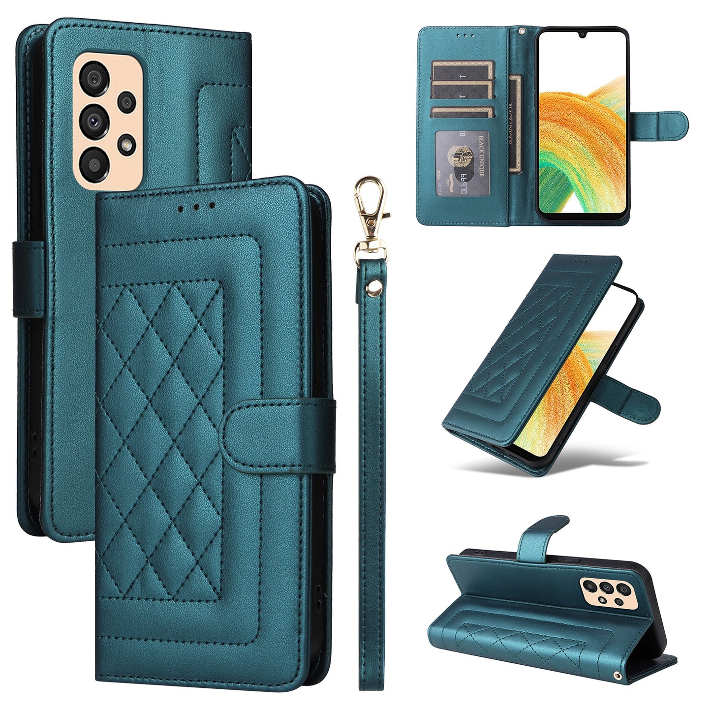 Samsung Galaxy A33 5G Diamond Lattice Leather Flip Phone Case - Durable and Convenient Holder with Precision Cutouts