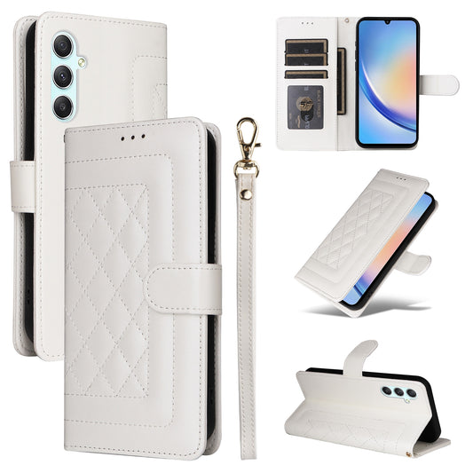 Samsung Galaxy A34 5G Diamond Lattice Leather Flip Phone Case - Durable and Convenient Holder with Precision Cutouts